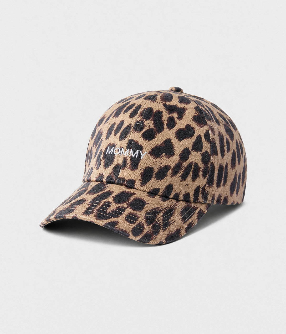 LEOPARD MOMMY. leopard print cap, side view
