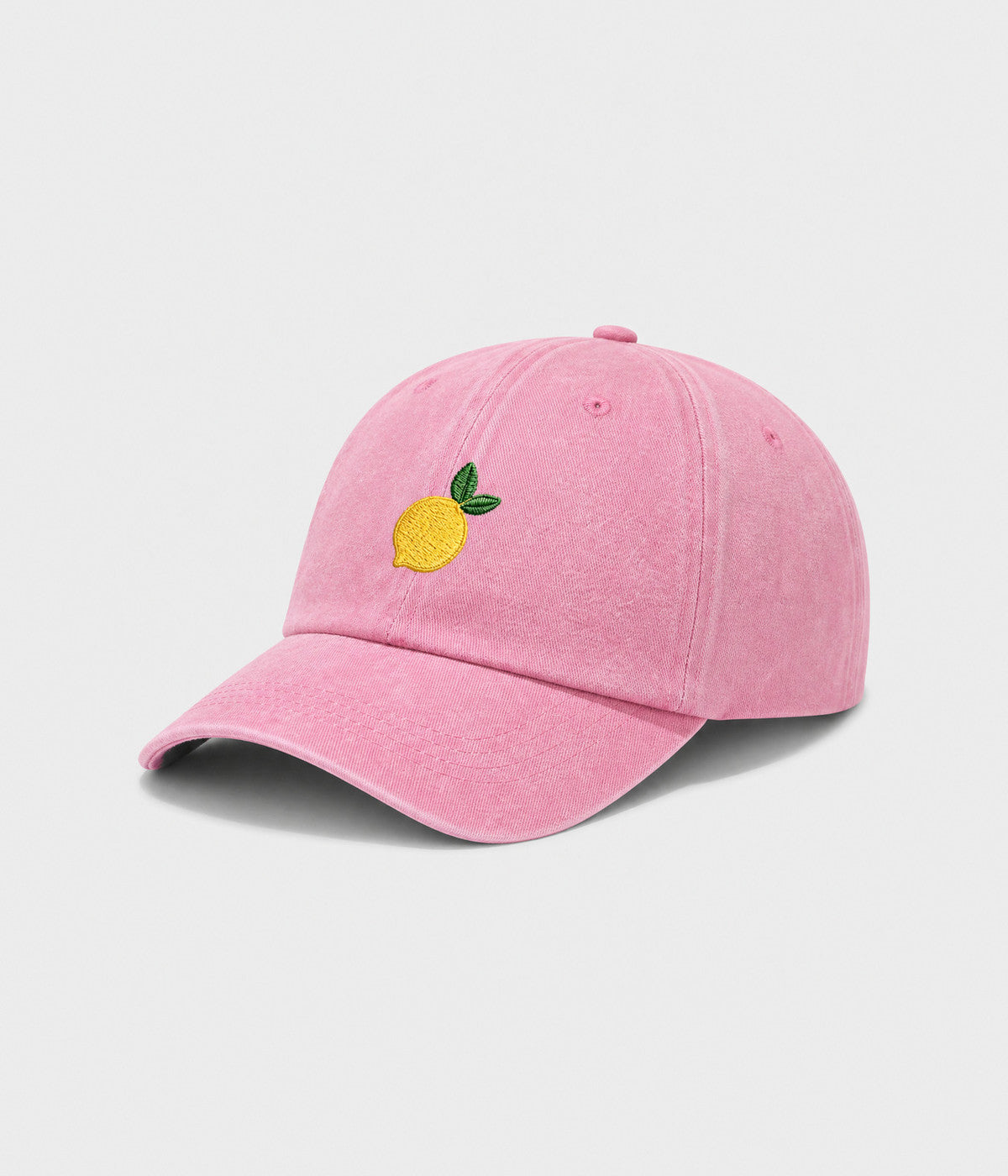 LEMON. washed cotton cap in PINK, side view