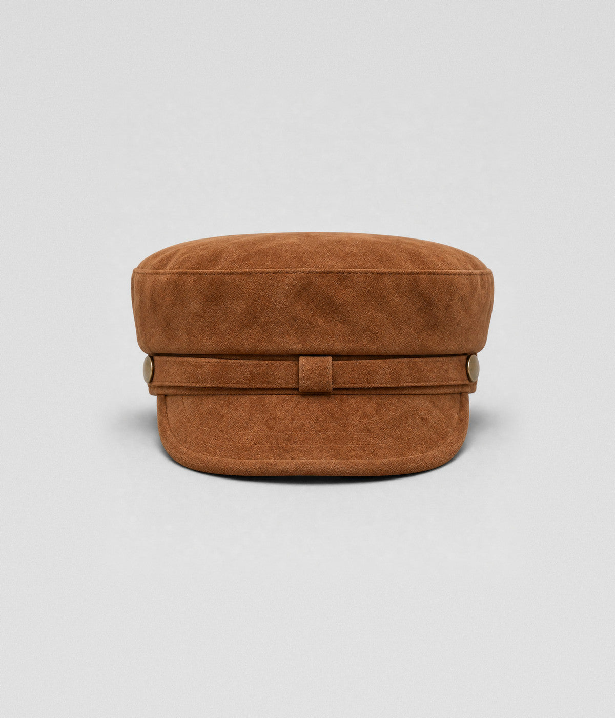 SUEDE SKIPPER. suede skipper cap in TAN, front view