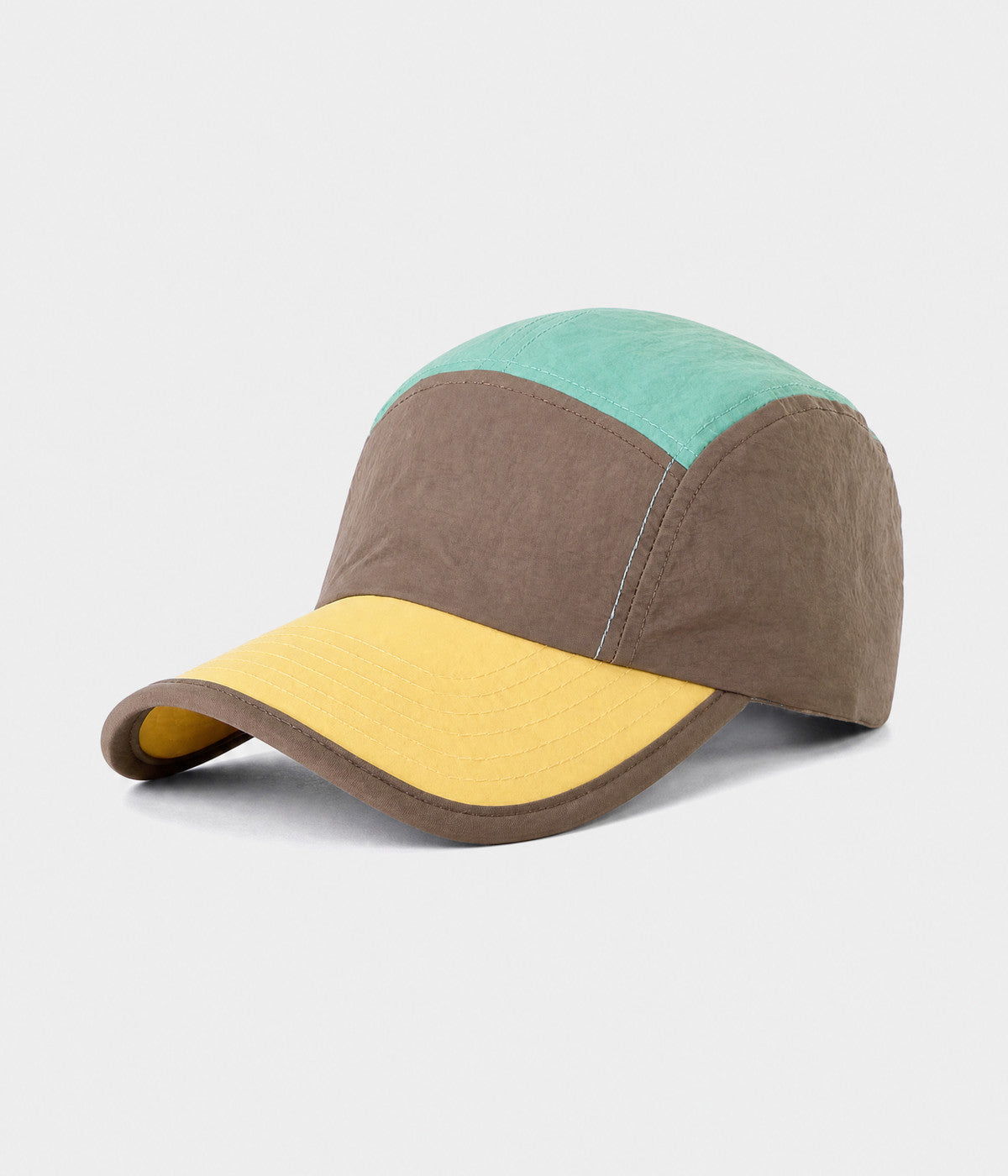 PATCHWORK CAMP. quick-dry patchwork cap in BROWN, side view