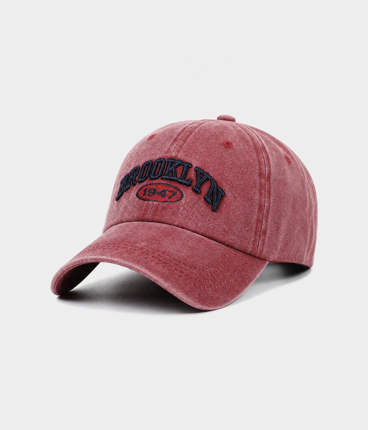 BROOKLYN 1947. washed cotton cap in RED, side view
