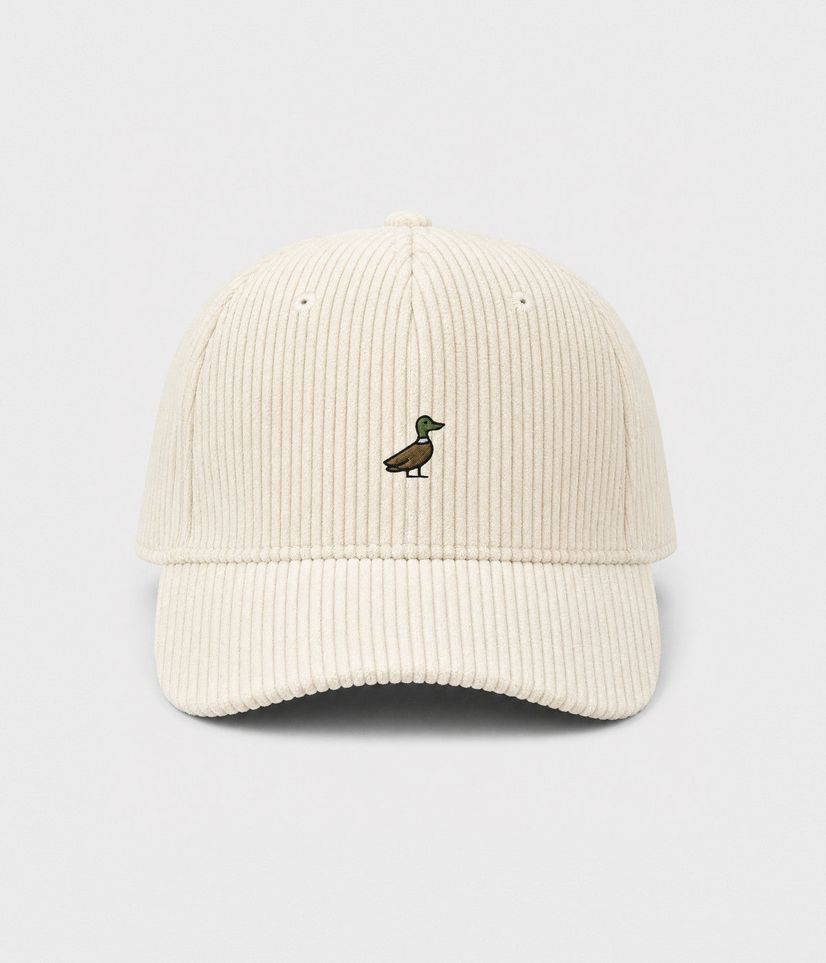 CORDUROY DUCK. cotton corduroy cap in CREAM, front view