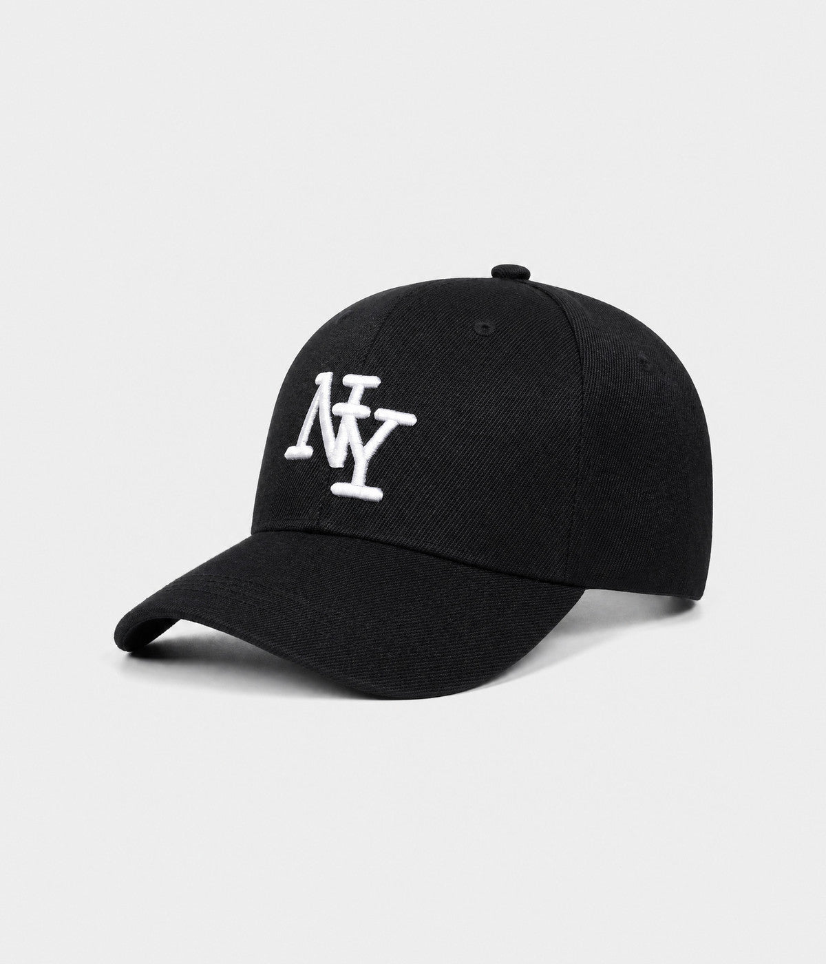 NY MONOGRAM. structured cotton cap in BLACK, side view