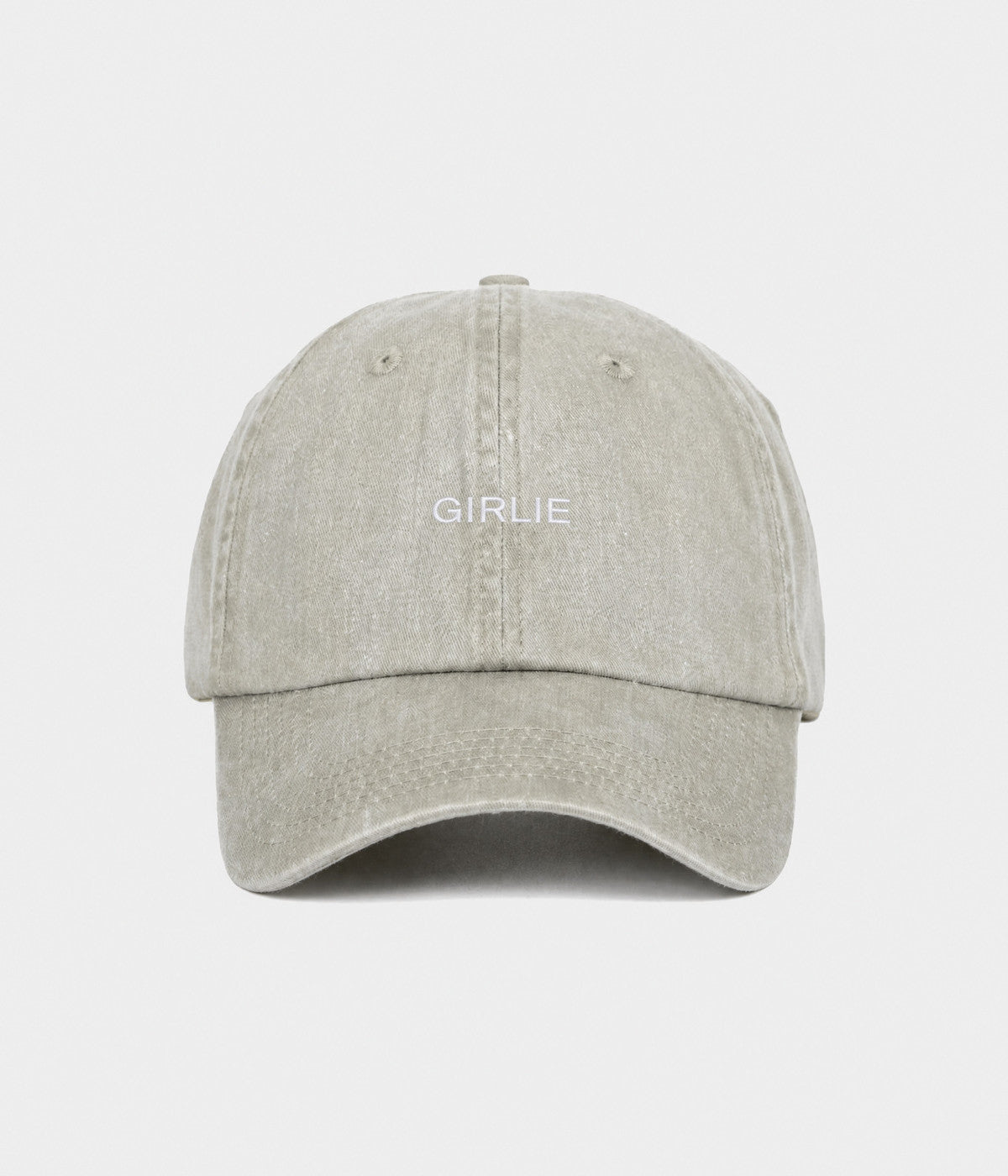 WASHED GIRLIE. washed cotton dad cap in GRAYISH SHEEN, front view