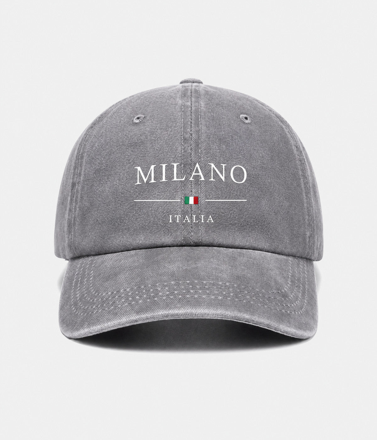 MILANO. washed cotton dad cap in GREY, front view