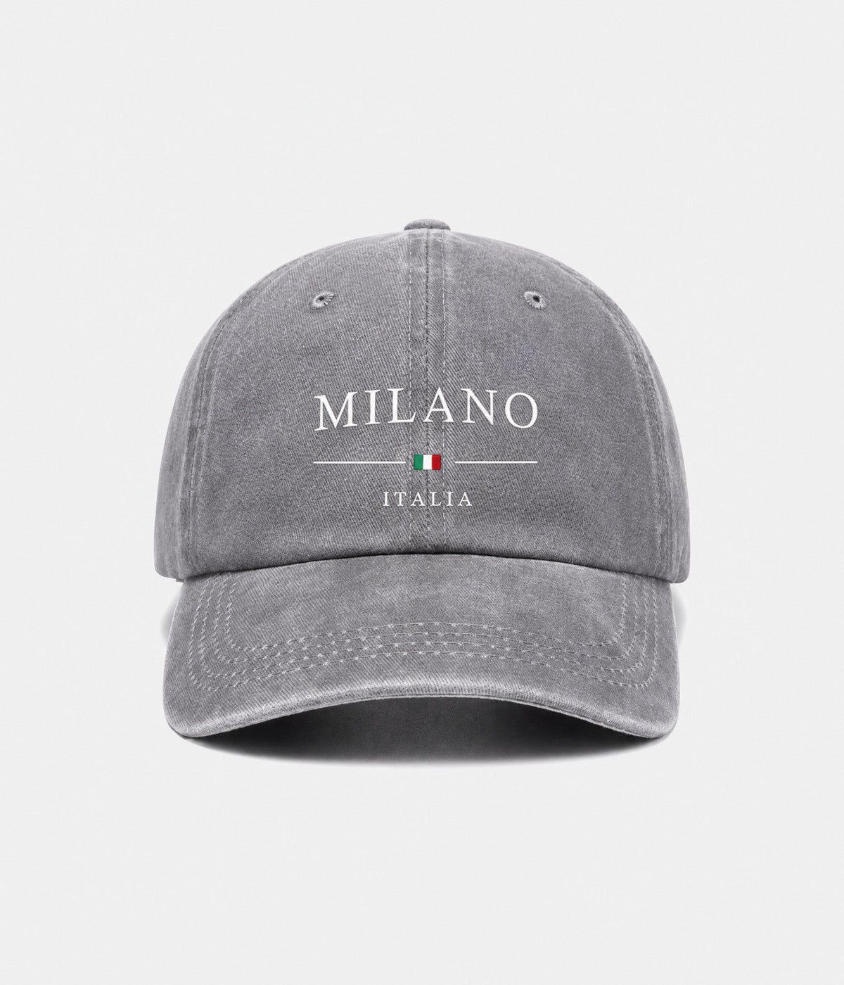 MILANO. washed cotton dad cap in GREY, front view