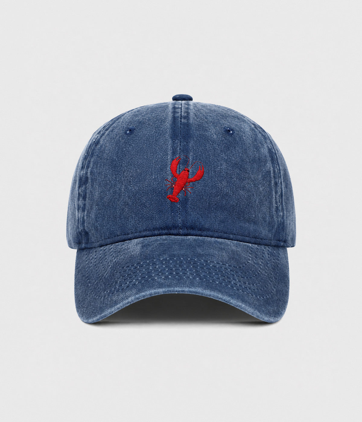 WASHED LOBSTER. washed cotton dad cap in NAVY, front view