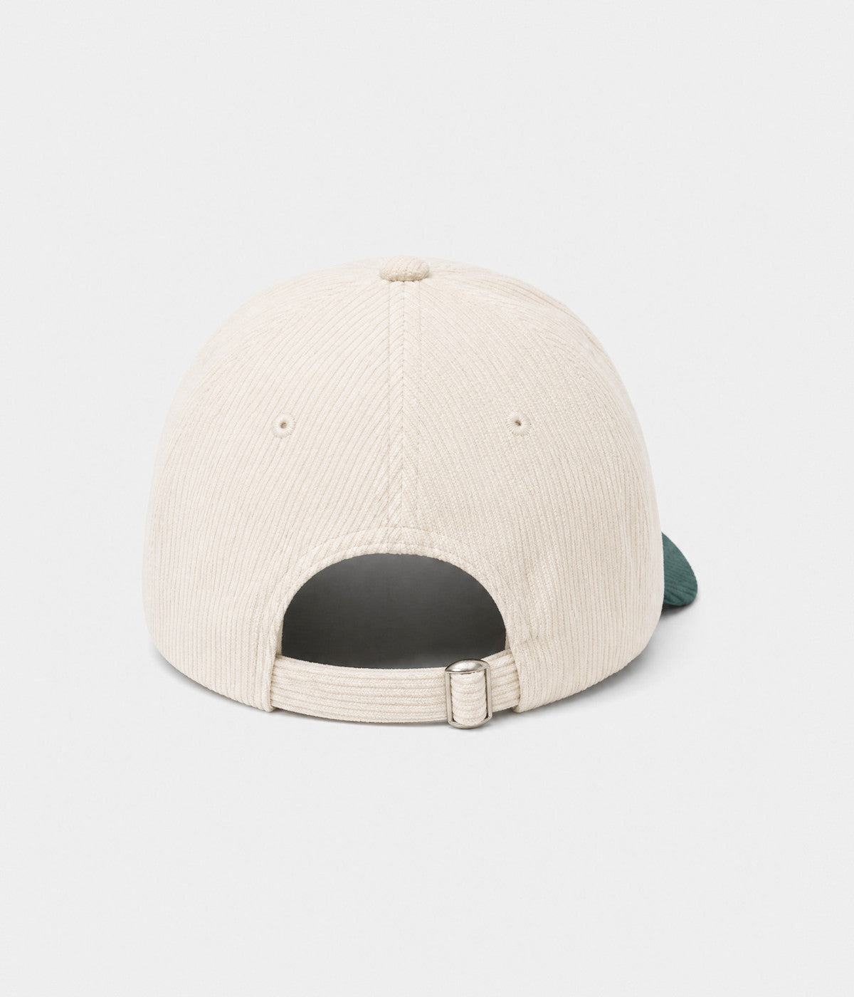 CALIFORNIA CORDUROY. corduroy cap in CREAM/GREEN, back view
