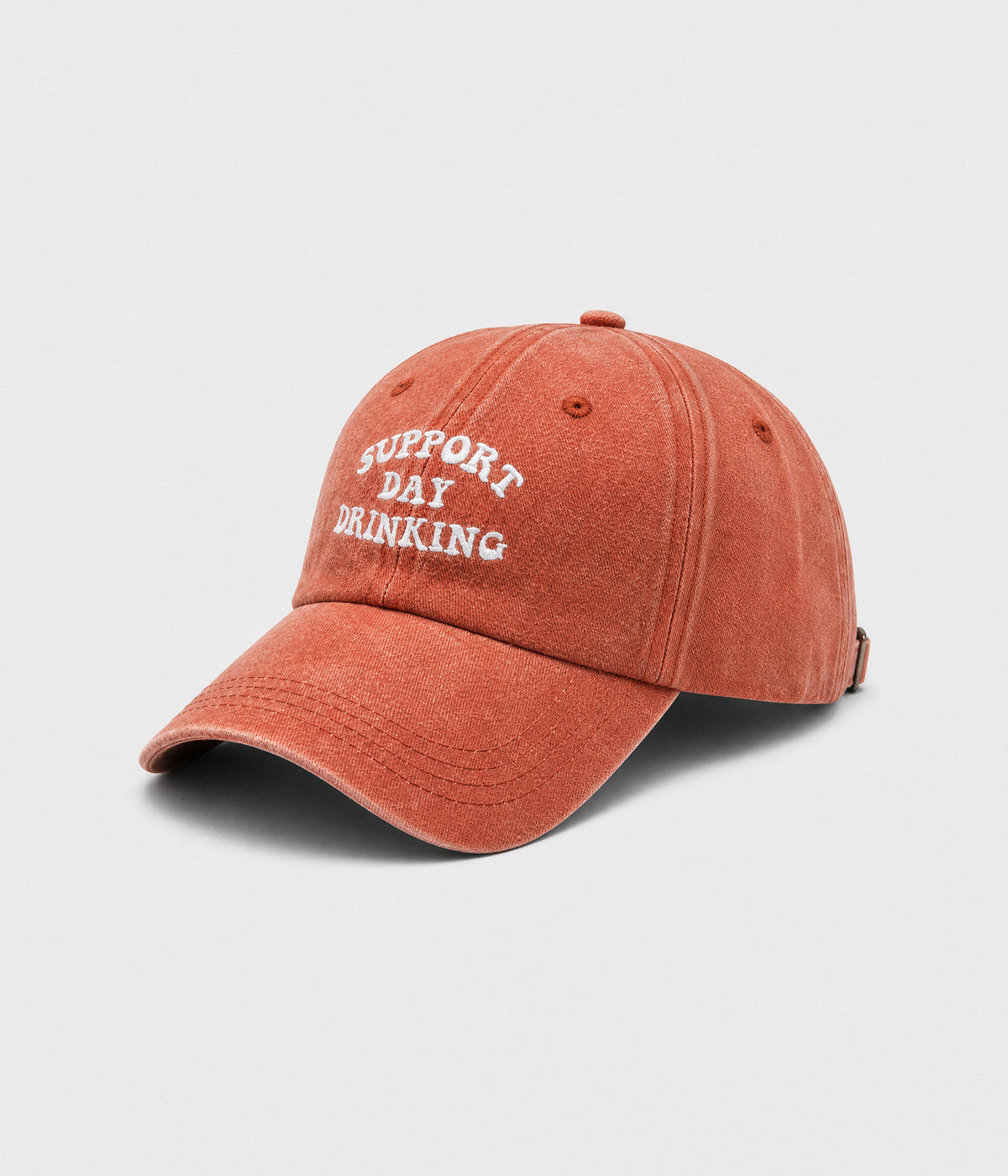 SUPPORT DAY DRINKING. washed cotton cap in ORANGE, side view