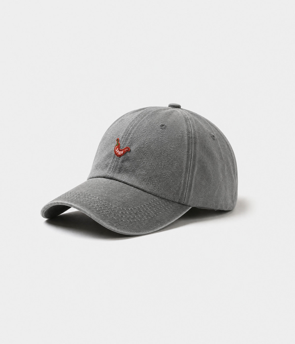 SPICY. washed cotton dad cap in GRAY, side view