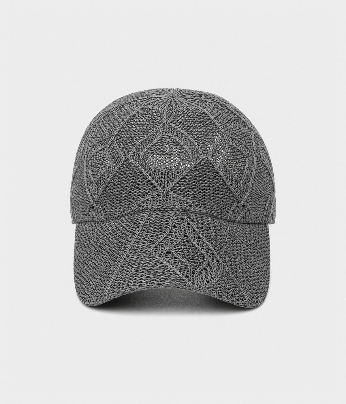 OPEN KNIT. open-knit lattice cap in grey, front view