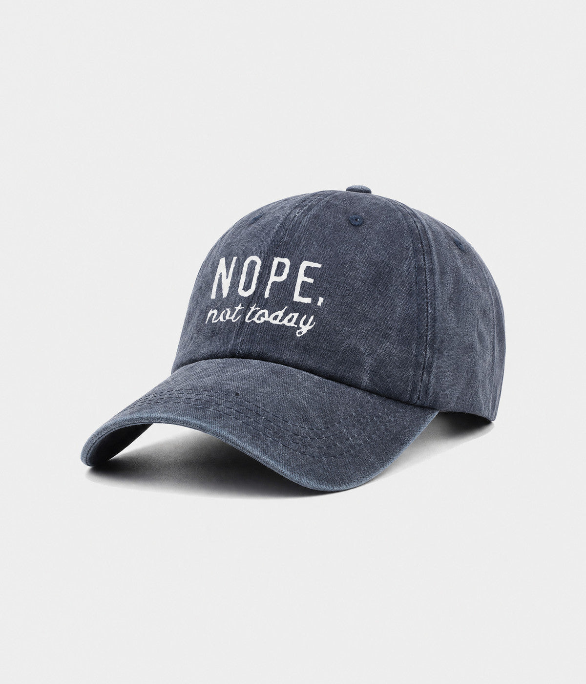 NOPE, NOT TODAY. washed cotton cap in NAVY, side view