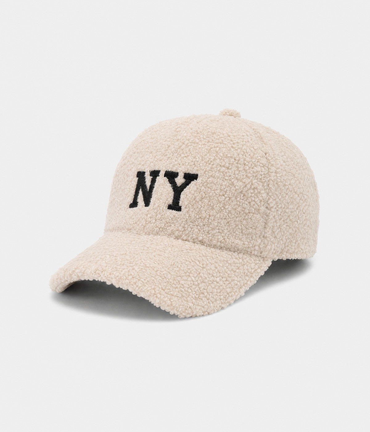 NY TEDDY. teddy plush cap in BEIGE, side view