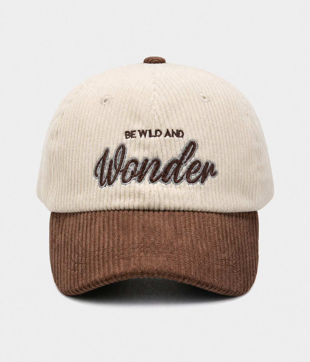 WONDER. corduroy cap in BROWN, front view