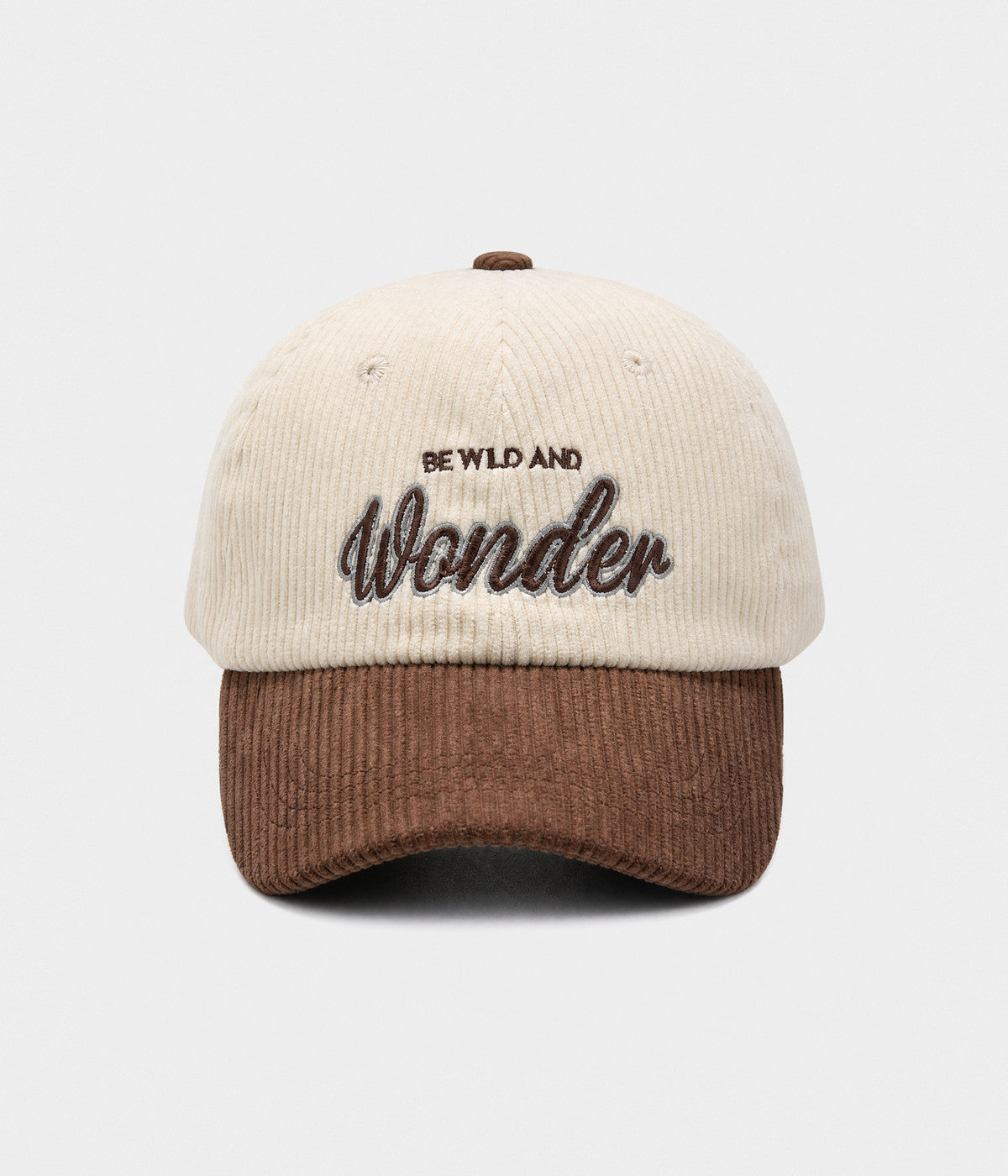 WONDER. corduroy cap in BROWN, front view
