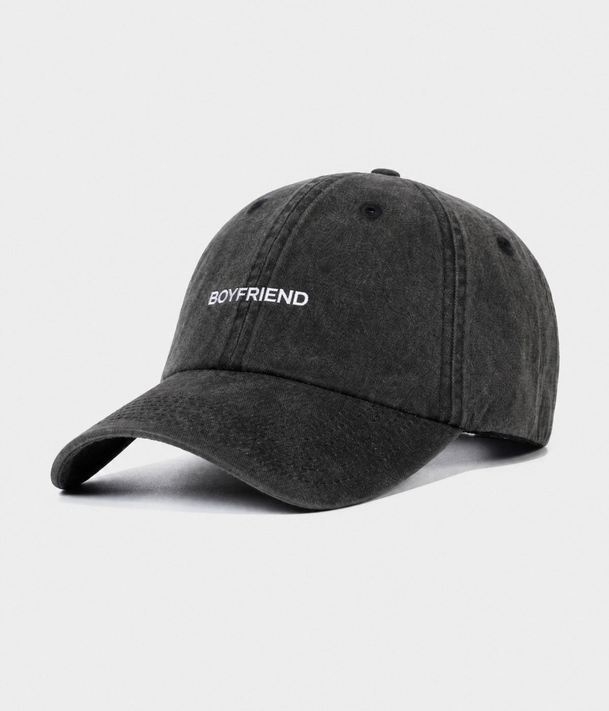 WASHED BOYFRIEND. washed cotton dad cap in BLACK, side view