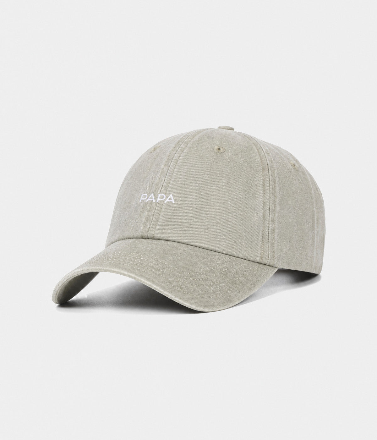 WASHED PAPA. washed cotton dad cap in GRAYISH SHEEN, side view
