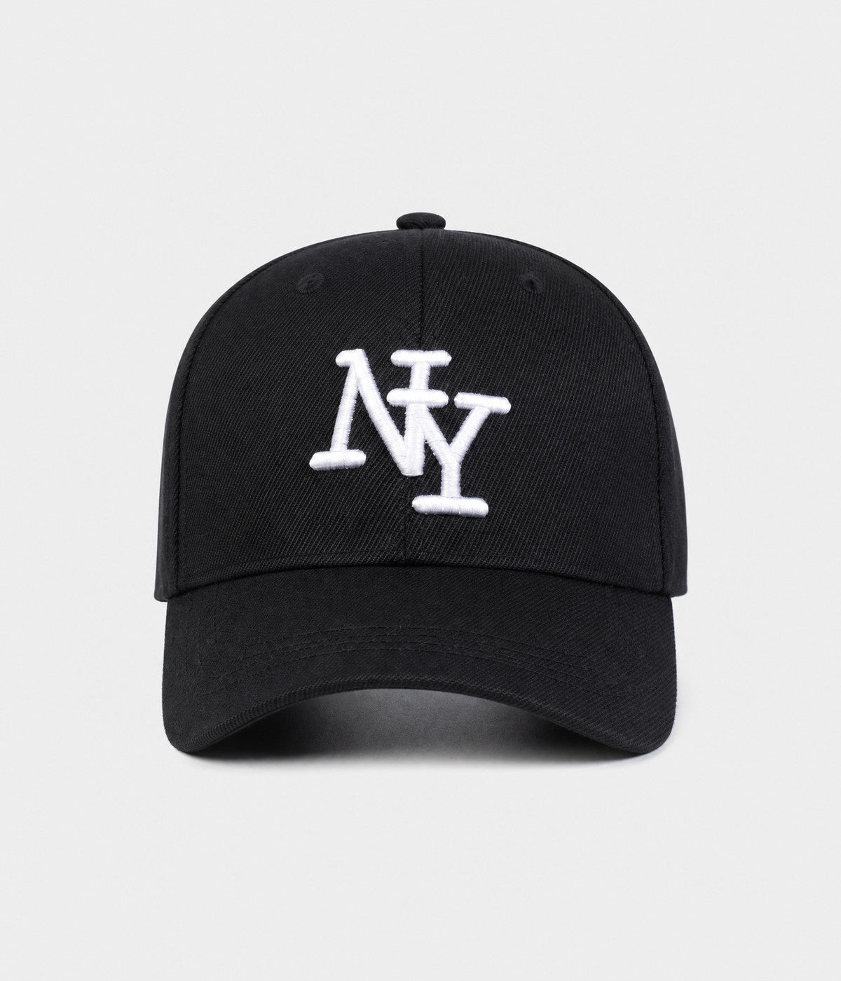 NY MONOGRAM. structured cotton cap in BLACK, front view