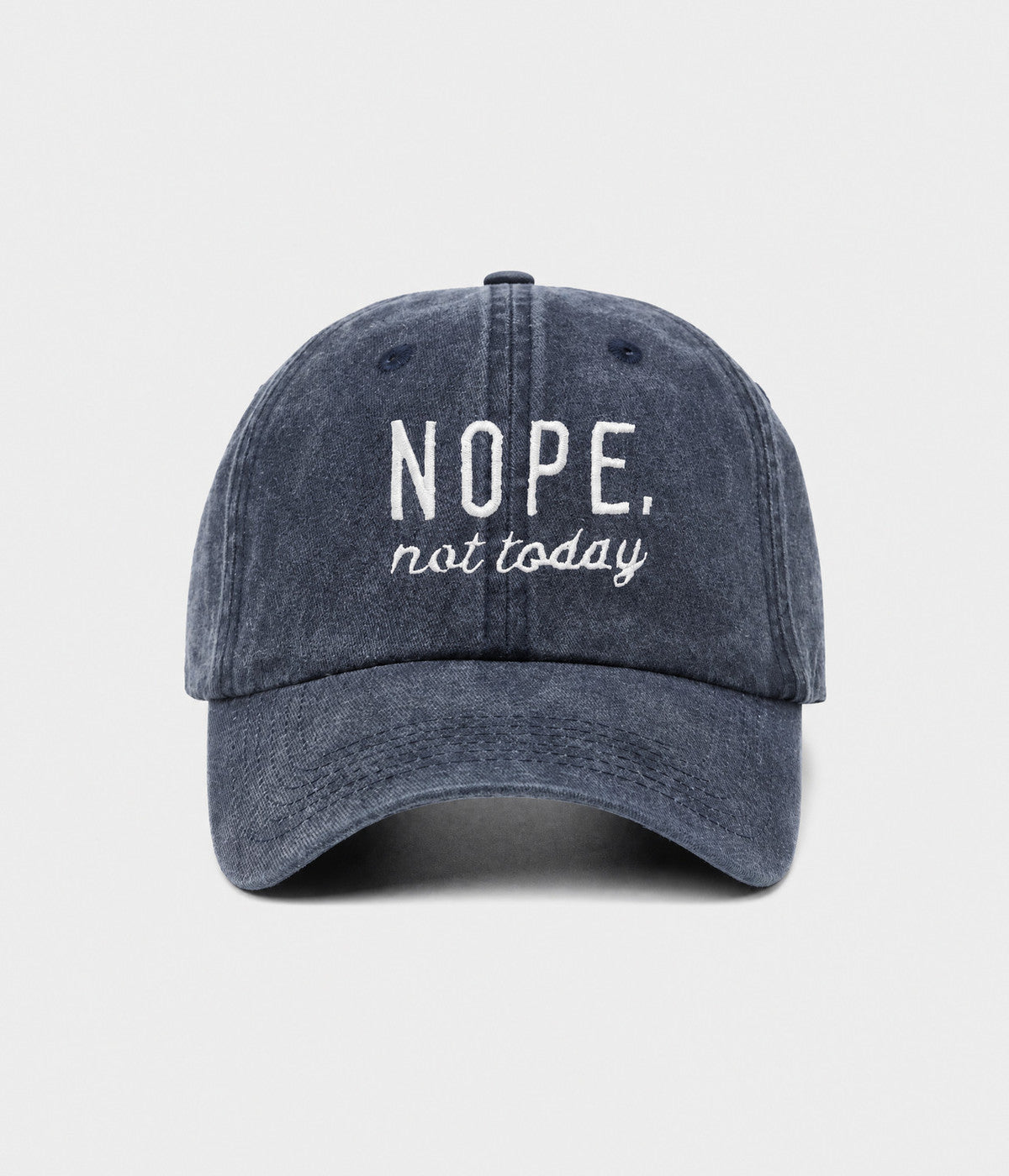 NOPE, NOT TODAY. washed cotton cap in NAVY, front view