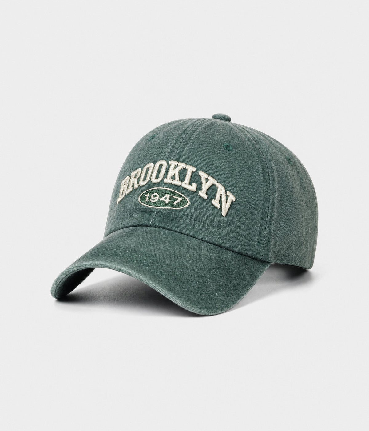BROOKLYN 1947. washed cotton cap in GREEN, side view