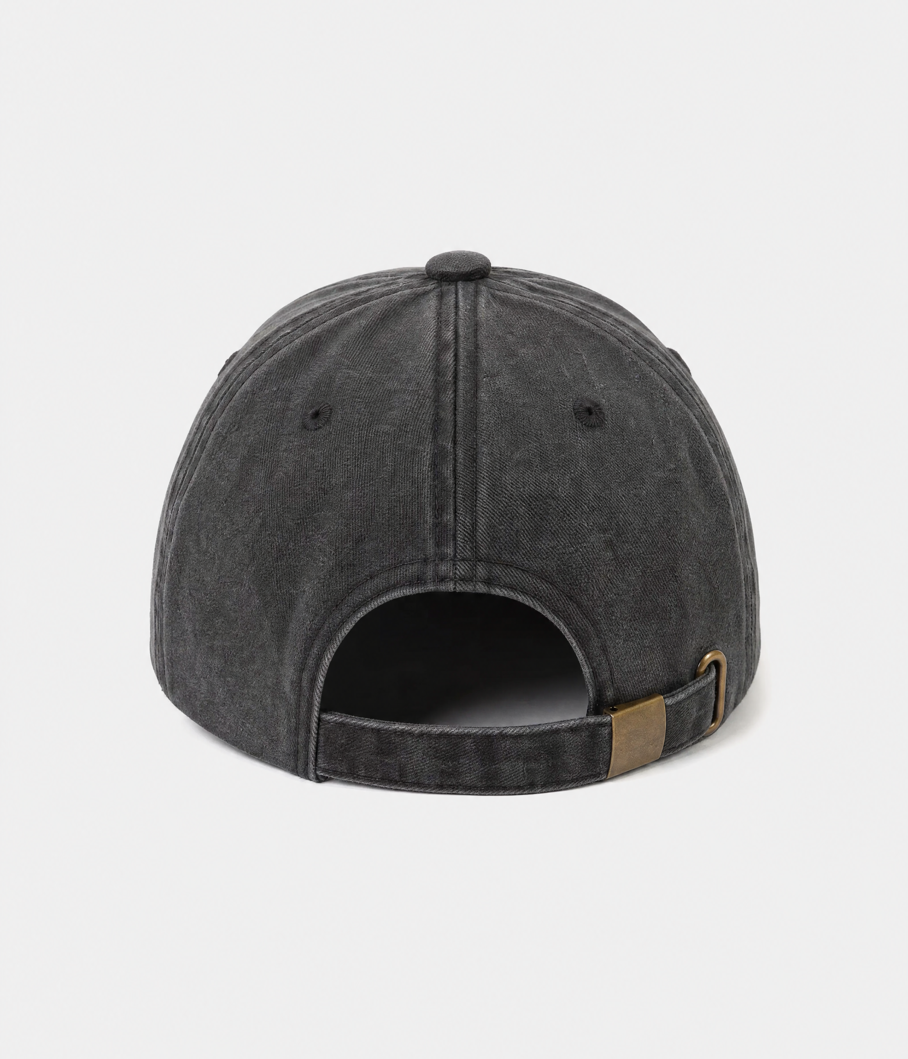 OVERSTIMULATED. washed cotton dad cap in black, back view