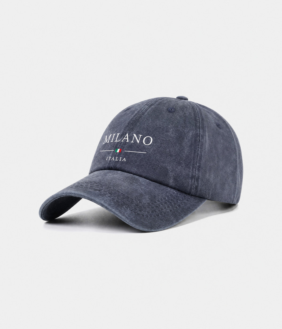 MILANO. washed cotton dad cap in NAVY, side view