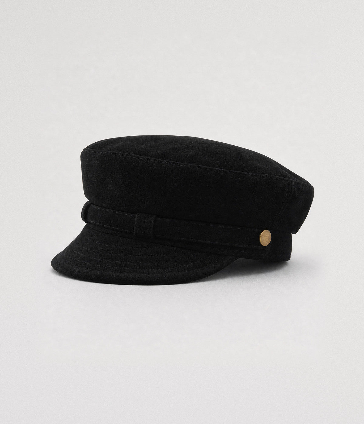 SUEDE SKIPPER. suede skipper cap in BLACK, side view
