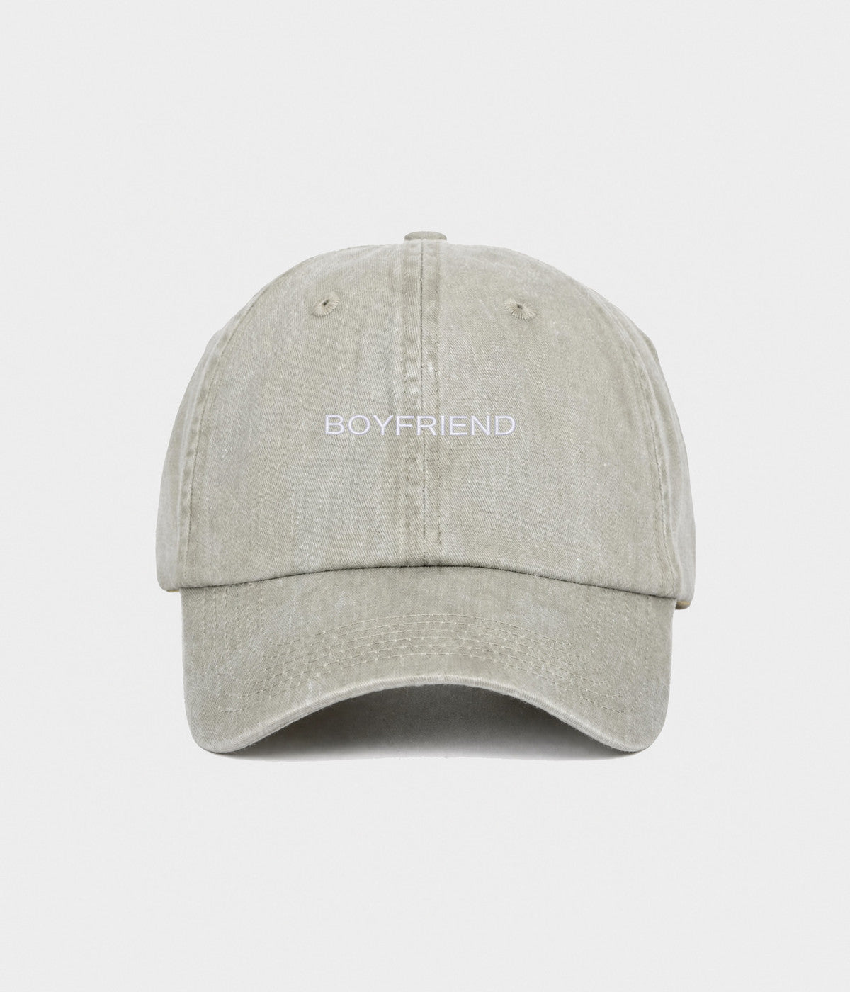 WASHED BOYFRIEND. washed cotton dad cap in GRAYISH SHEEN, front view