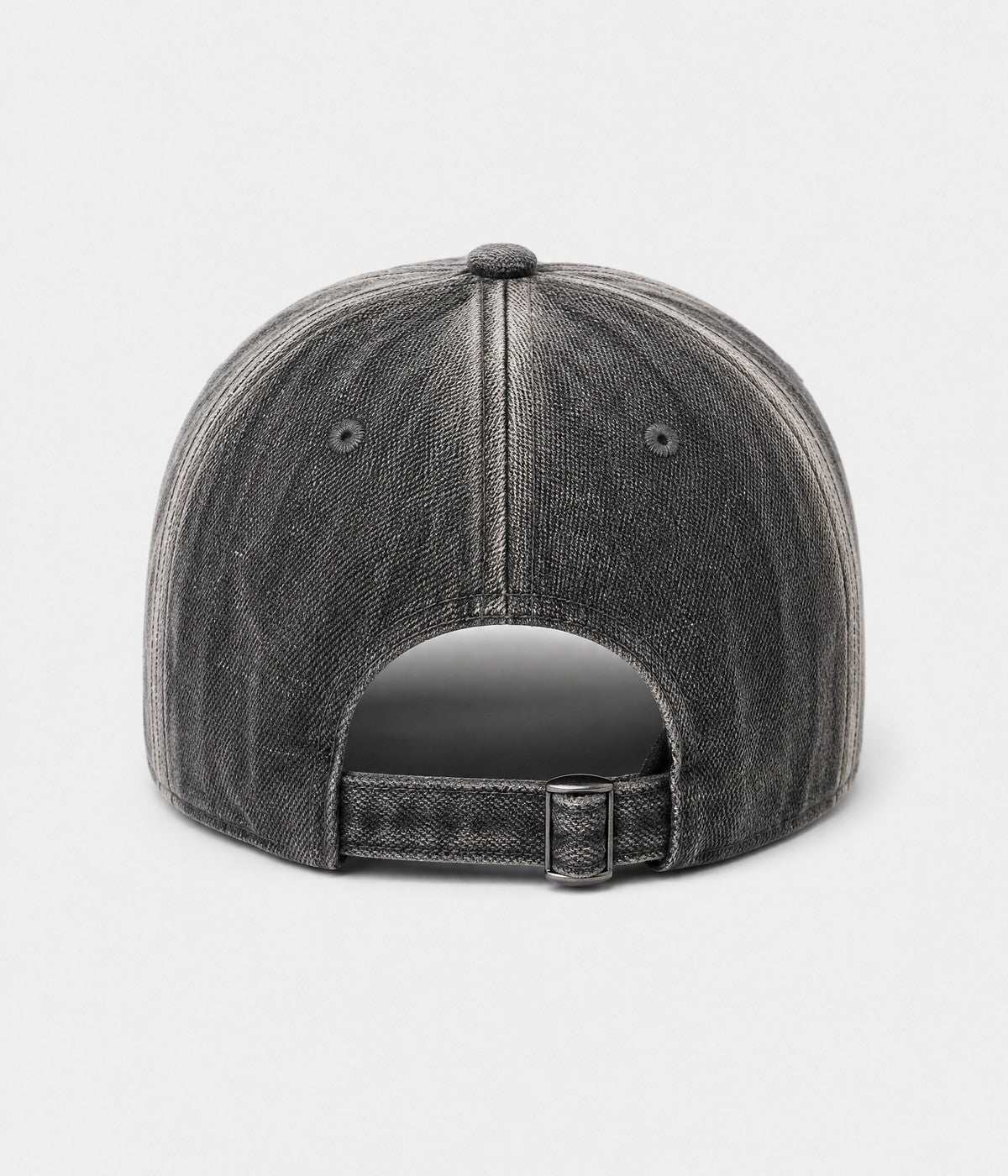 DENIM FADE. washed cotton cap in dark gray, back view
