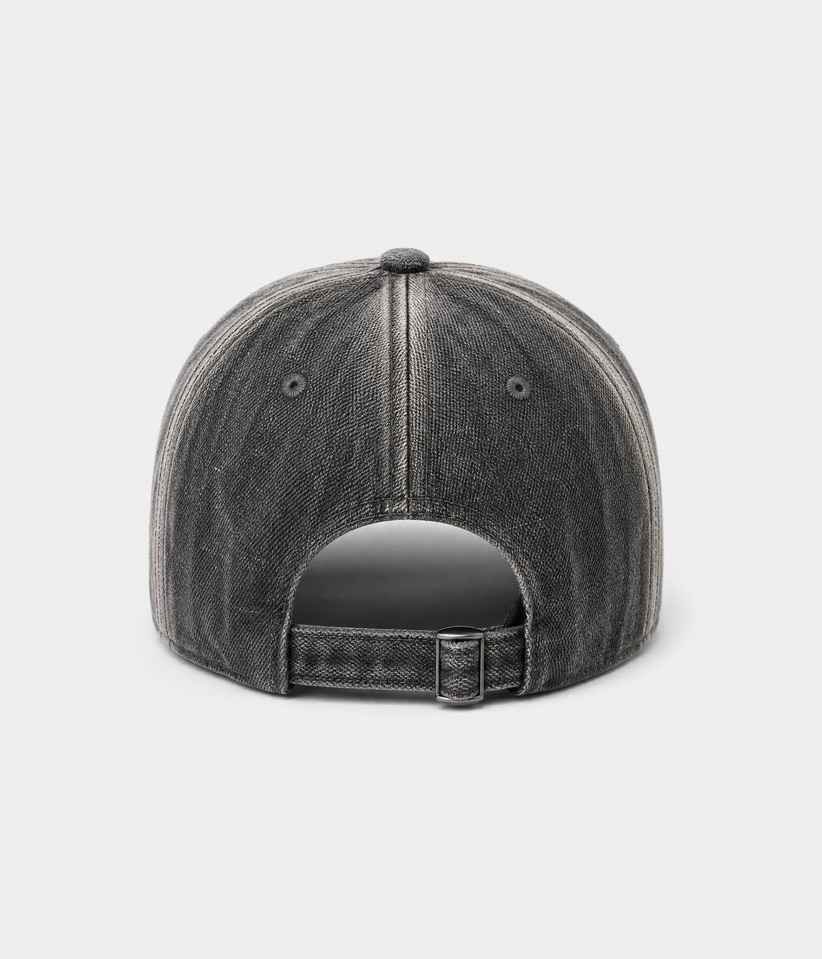 DENIM FADE. washed cotton cap in dark gray, back view