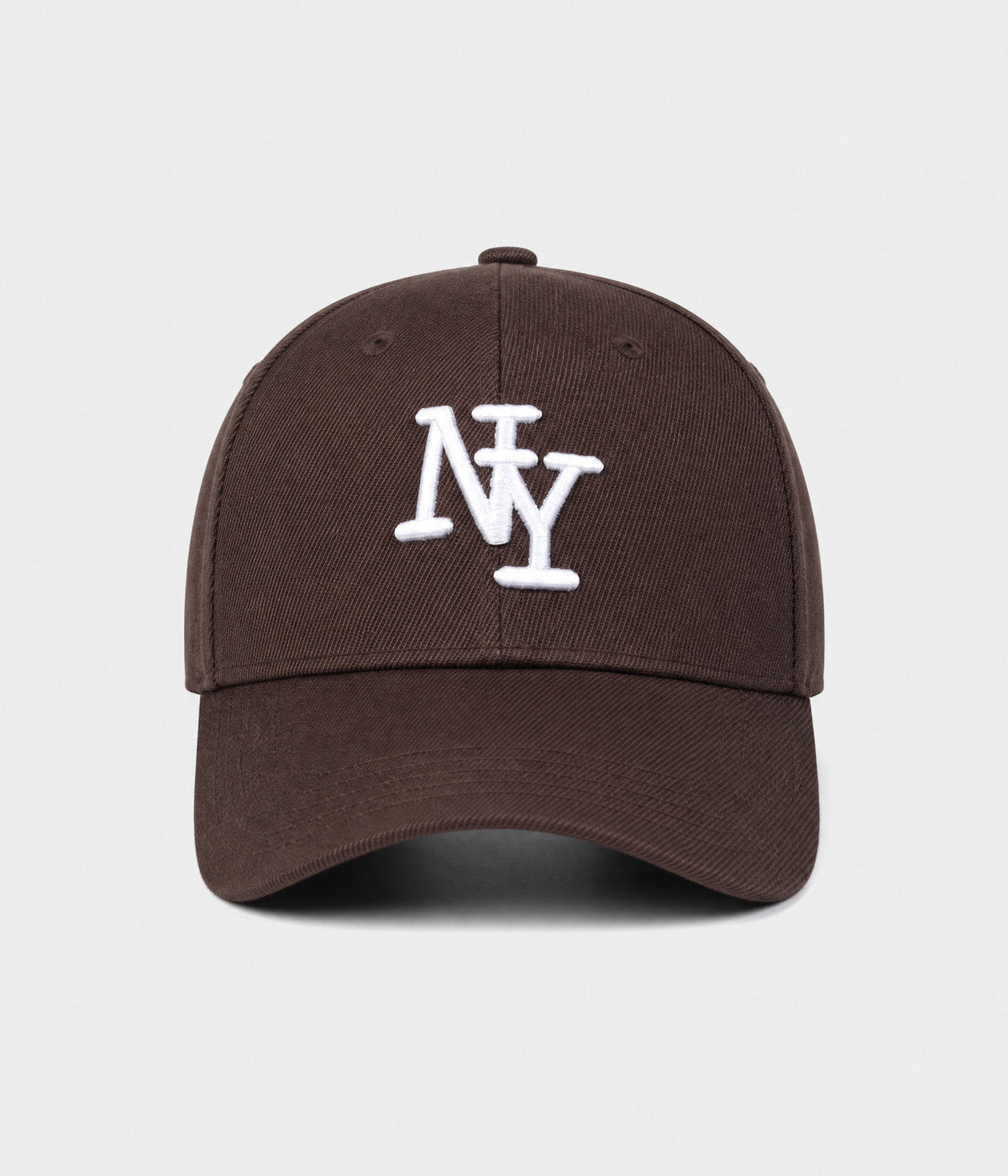 NY MONOGRAM. structured cotton cap in COFFEE, front view