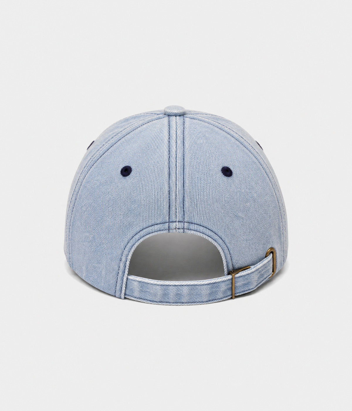 NYC DENIM. washed cotton denim cap in LIGHT BLUE, back view