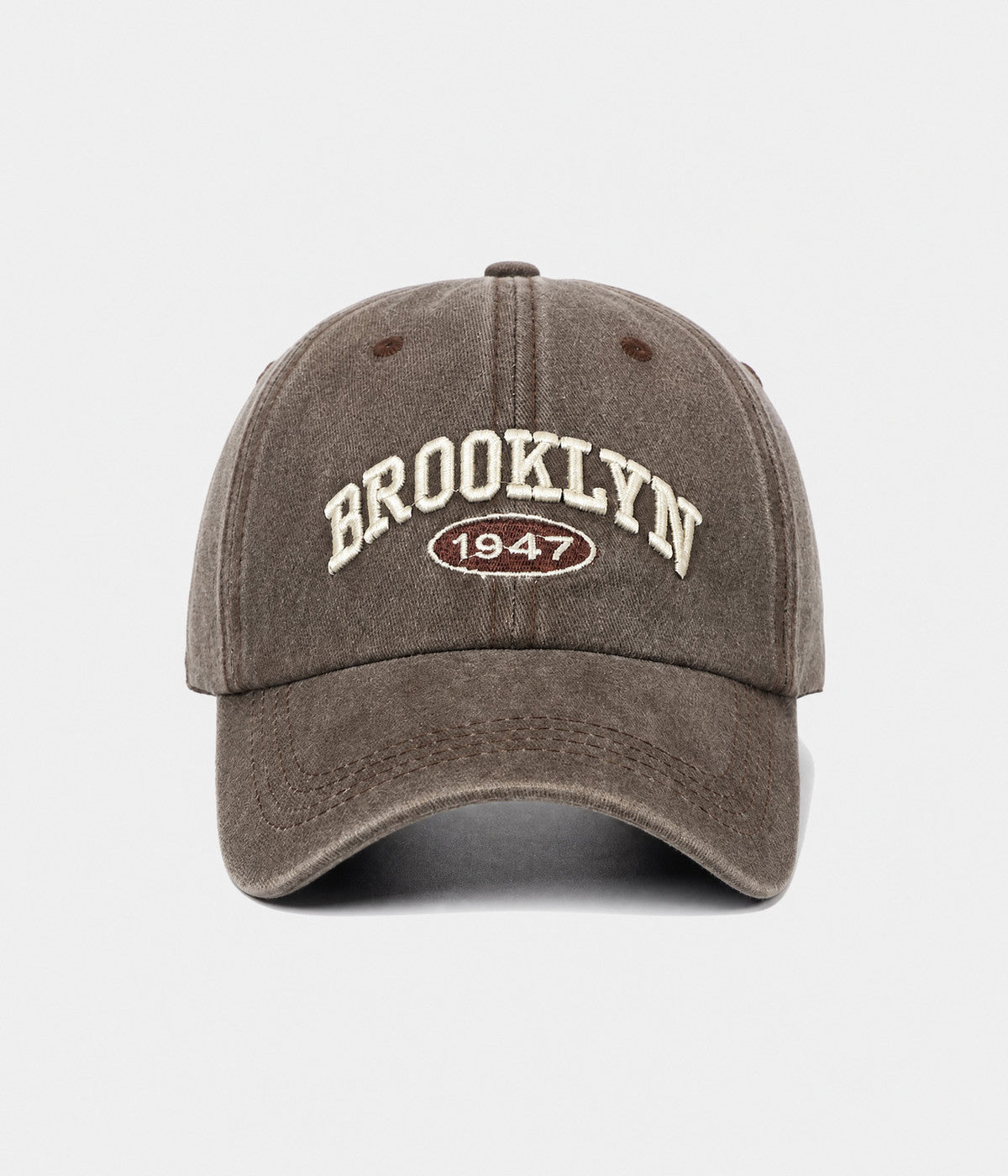 BROOKLYN 1947. washed cotton cap in BROWN, front view