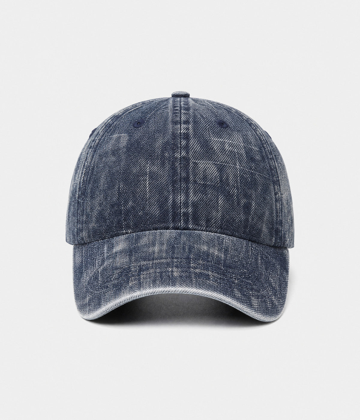 DENIM FADE. washed cotton cap in navy, front view