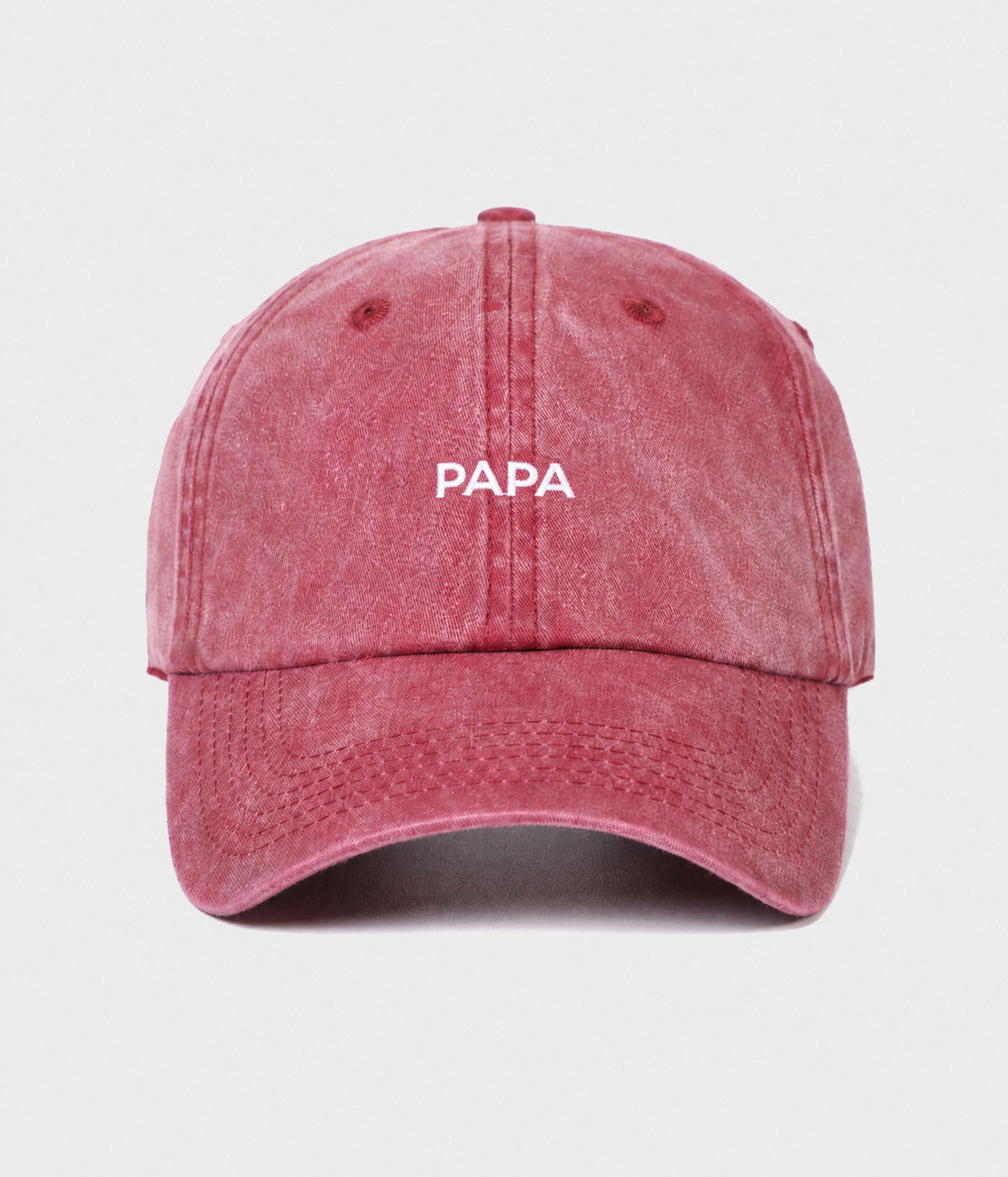 WASHED PAPA. washed cotton dad cap in RED, front view