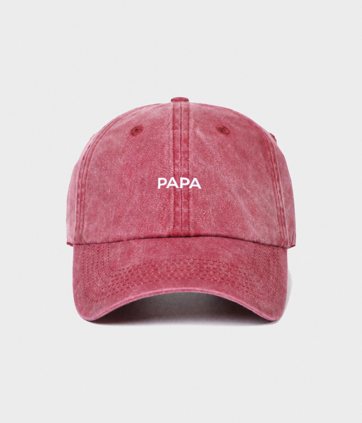 WASHED PAPA. washed cotton dad cap in RED, front view