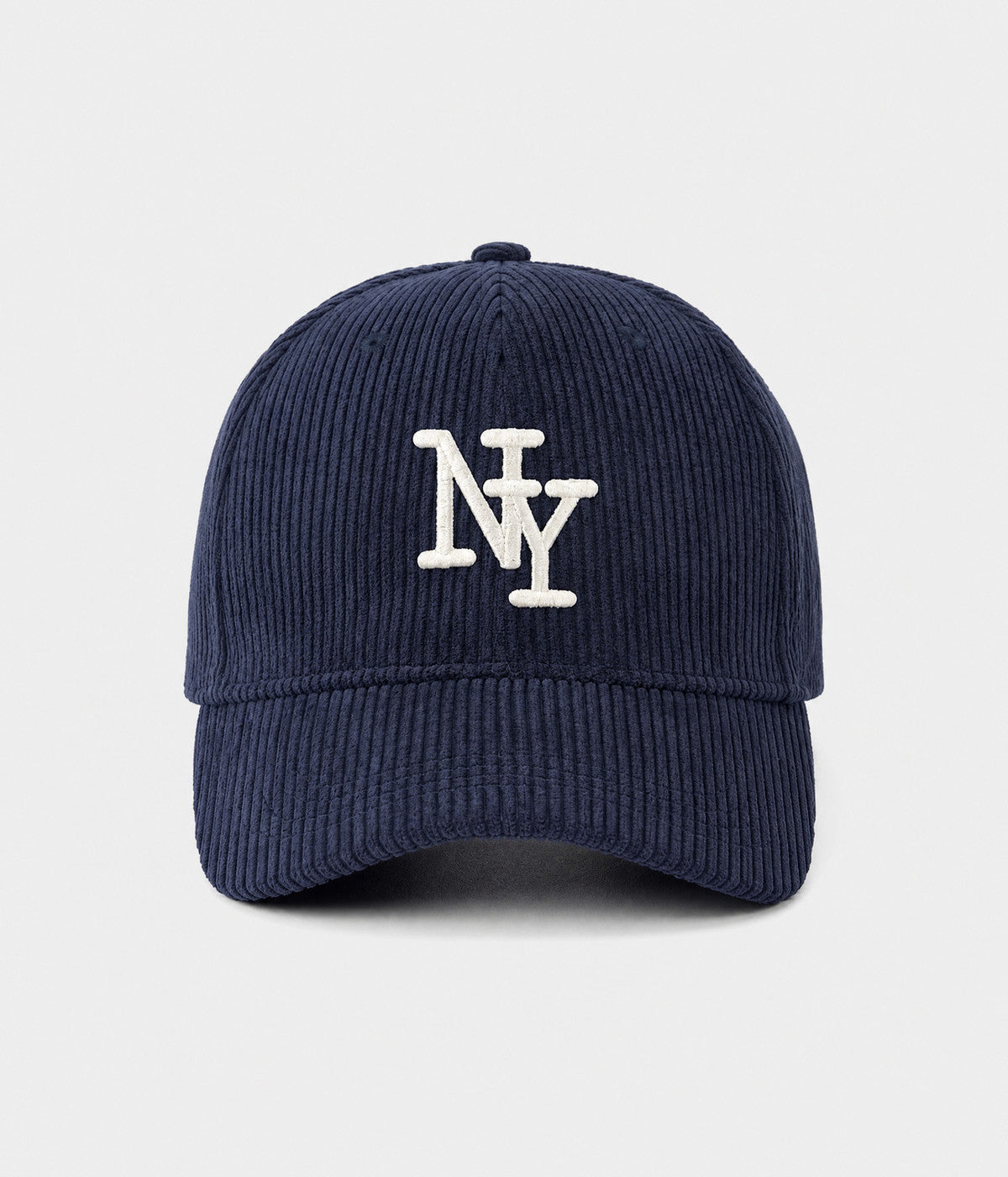 NY CORDUROY. corduroy cap in NAVY, front view