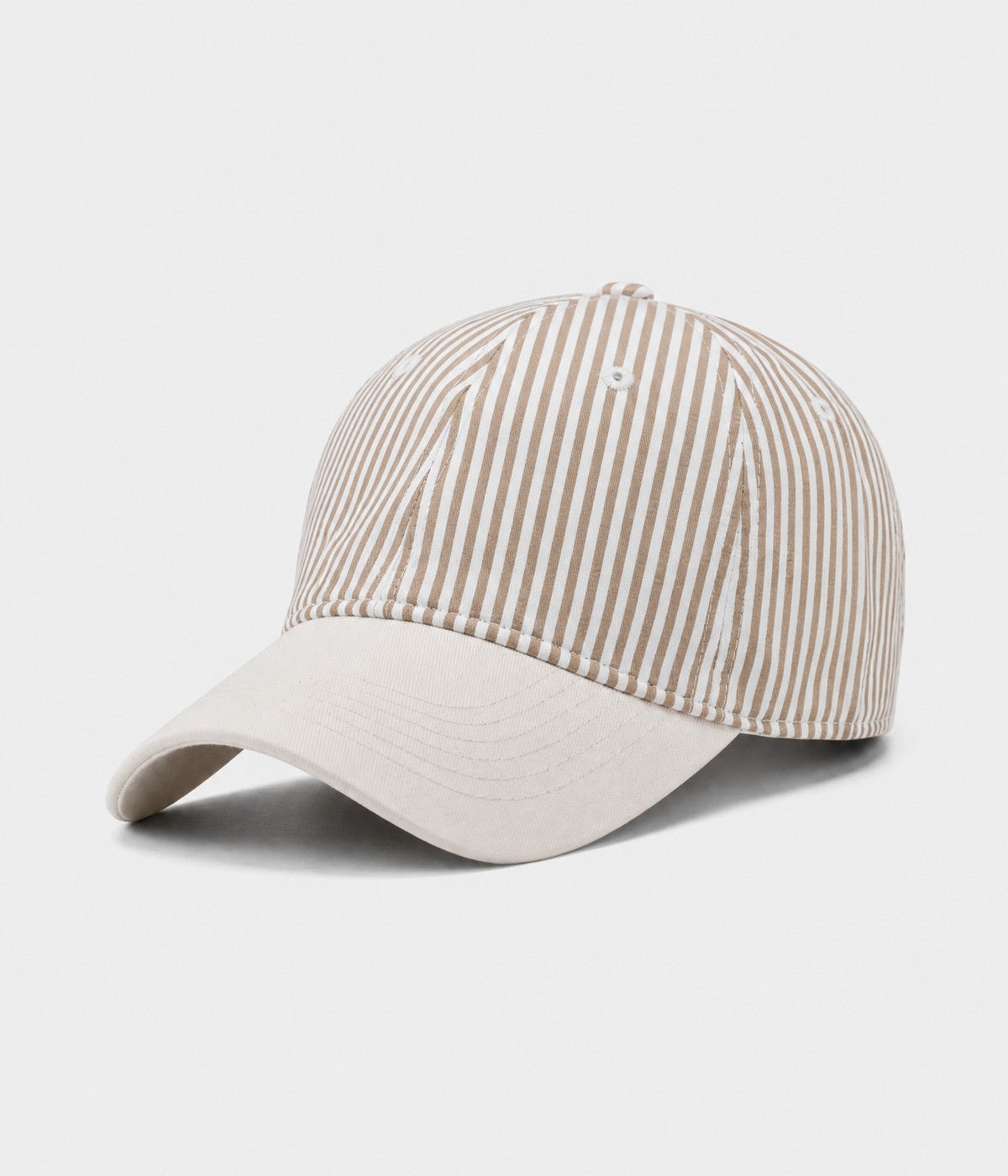 CANDY STRIPE. striped unstructured cap in KHAKI, side view