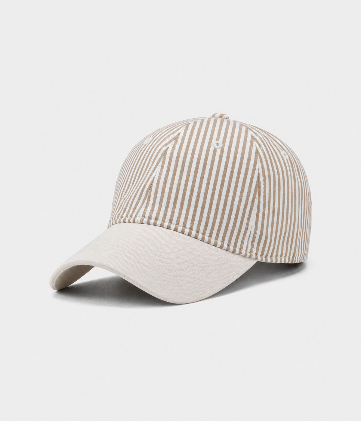 CANDY STRIPE. striped unstructured cap in KHAKI, side view
