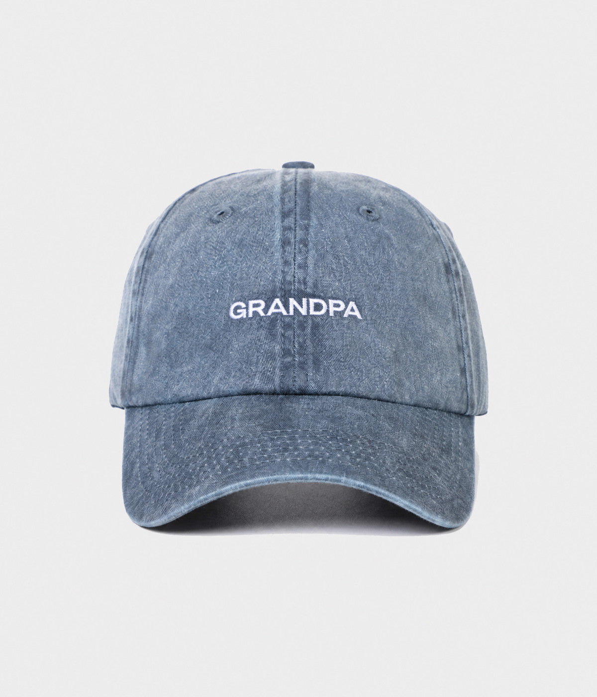 WASHED GRANDPA. washed cotton dad cap in NAVY, front view
