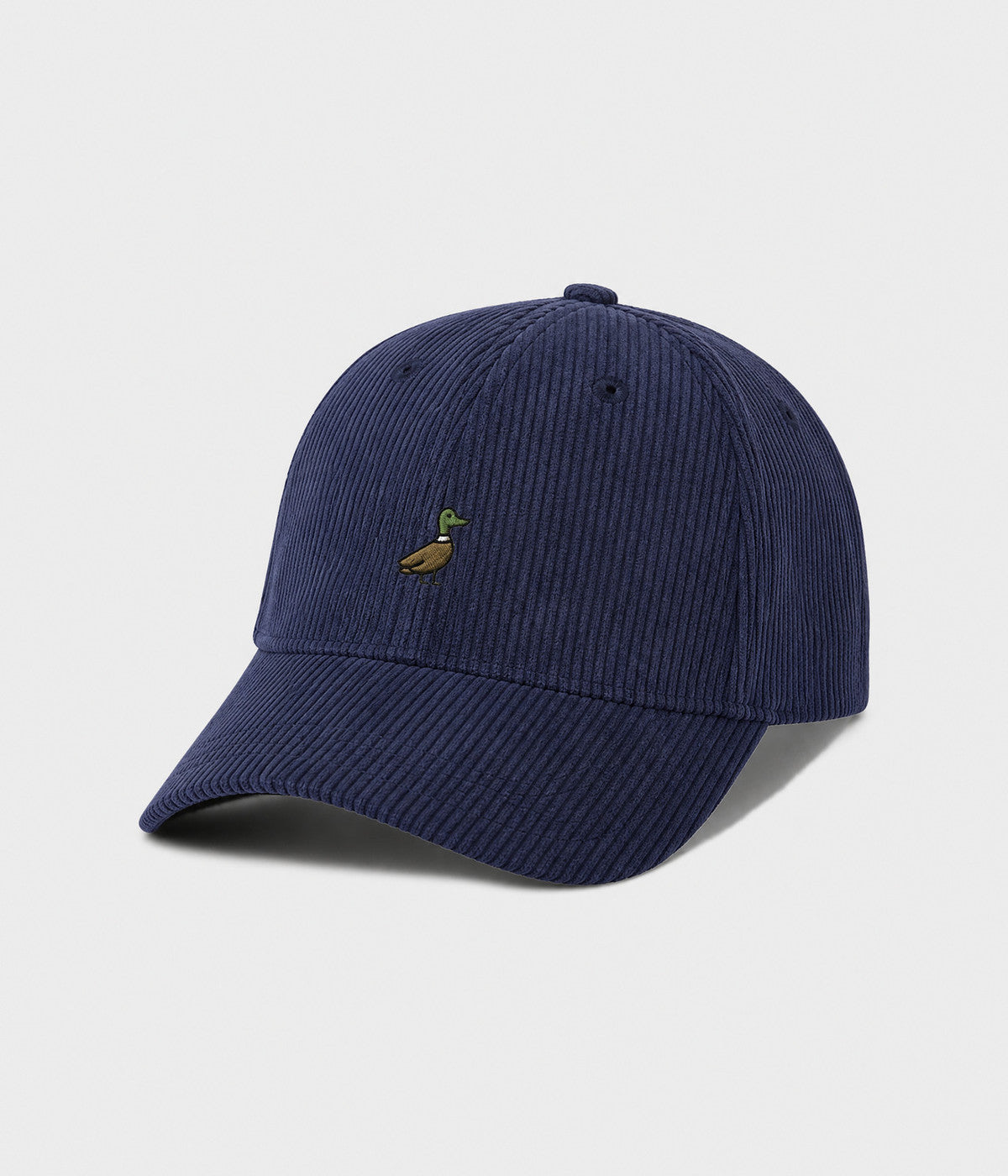 CORDUROY DUCK. cotton corduroy cap in NAVY, side view