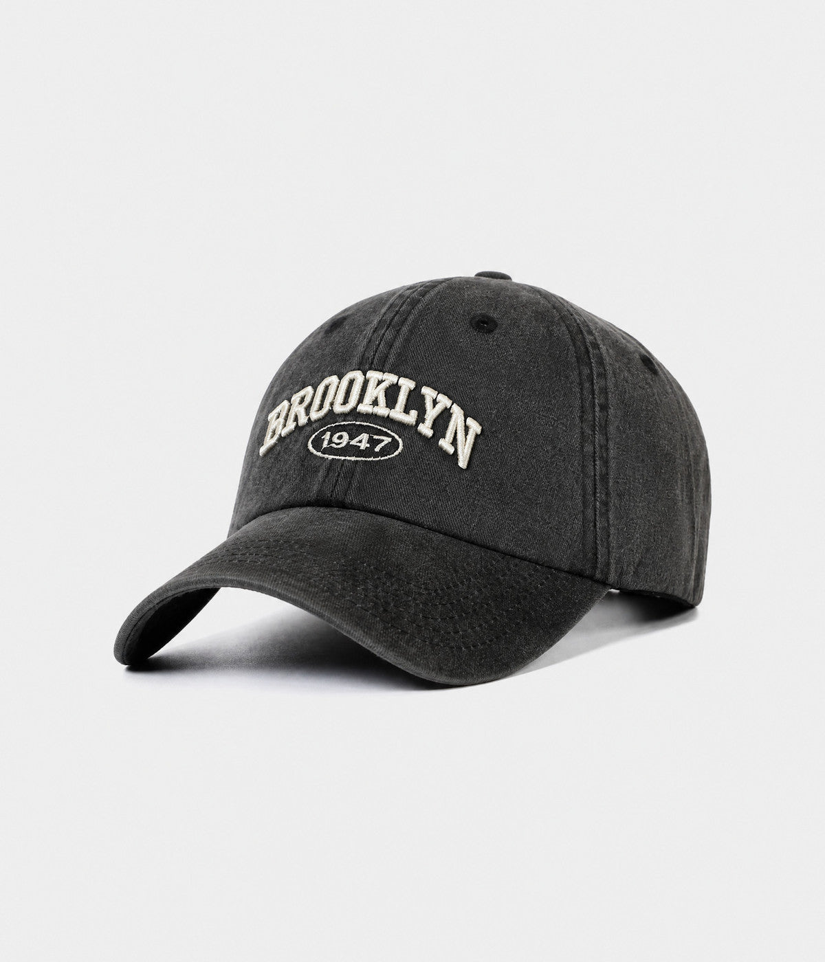 BROOKLYN 1947. washed cotton cap in BLACK, side view