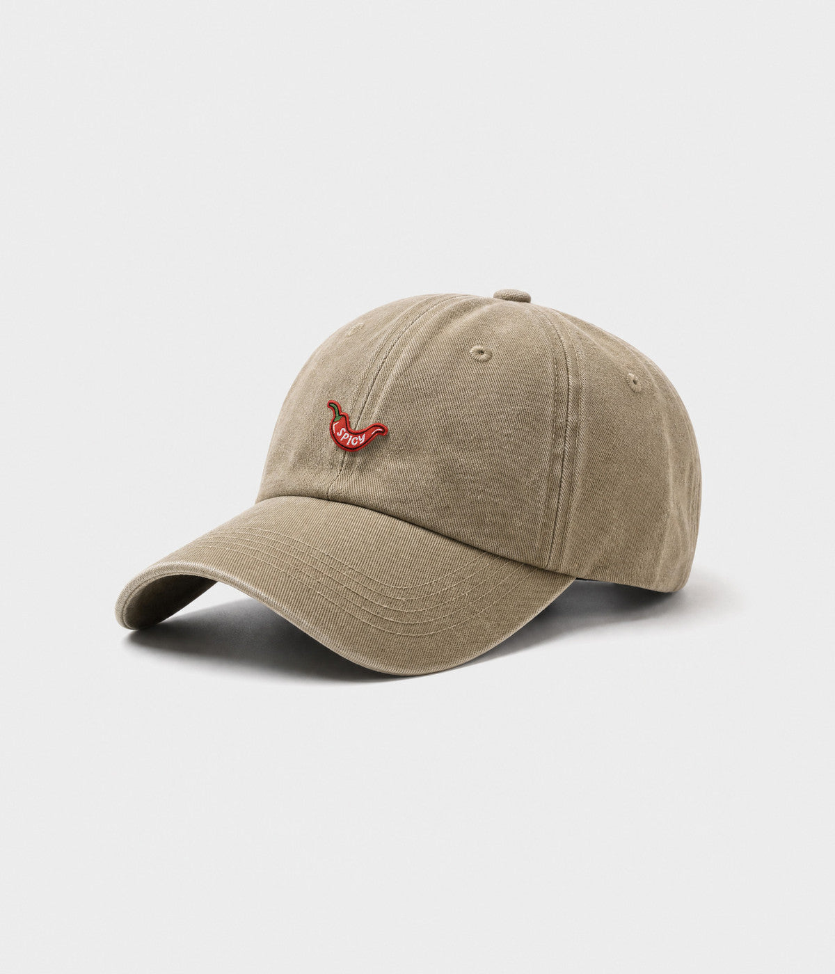 SPICY. washed cotton dad cap in KHAKI, side view