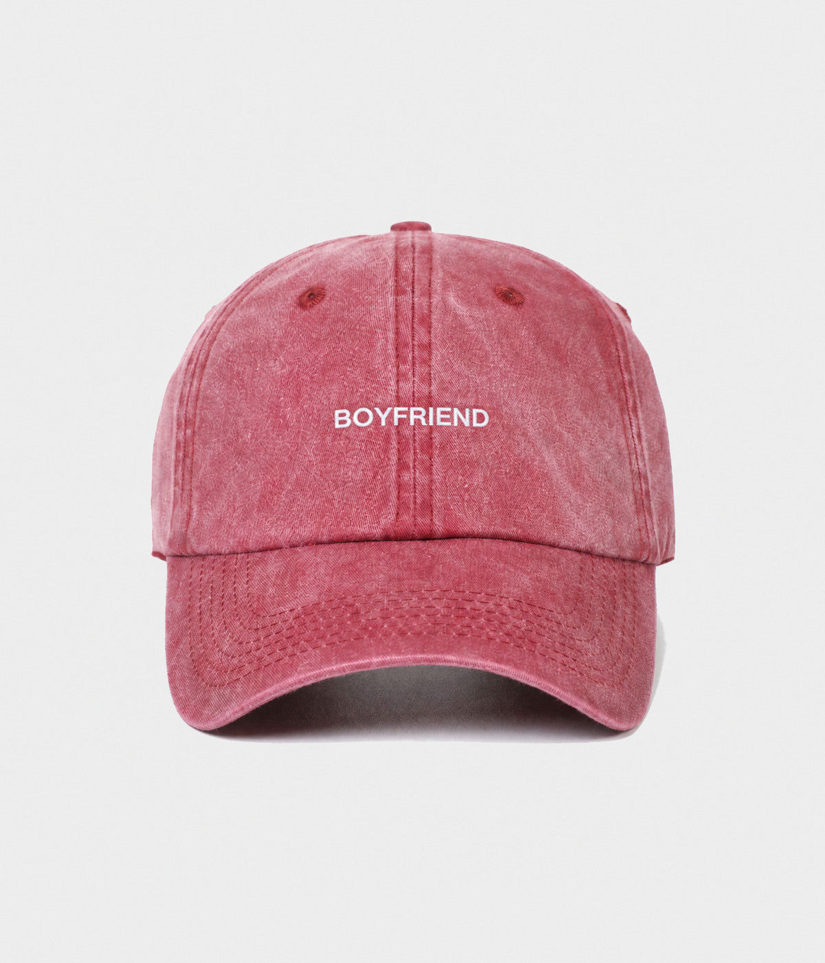 WASHED BOYFRIEND. washed cotton dad cap in RED, front view