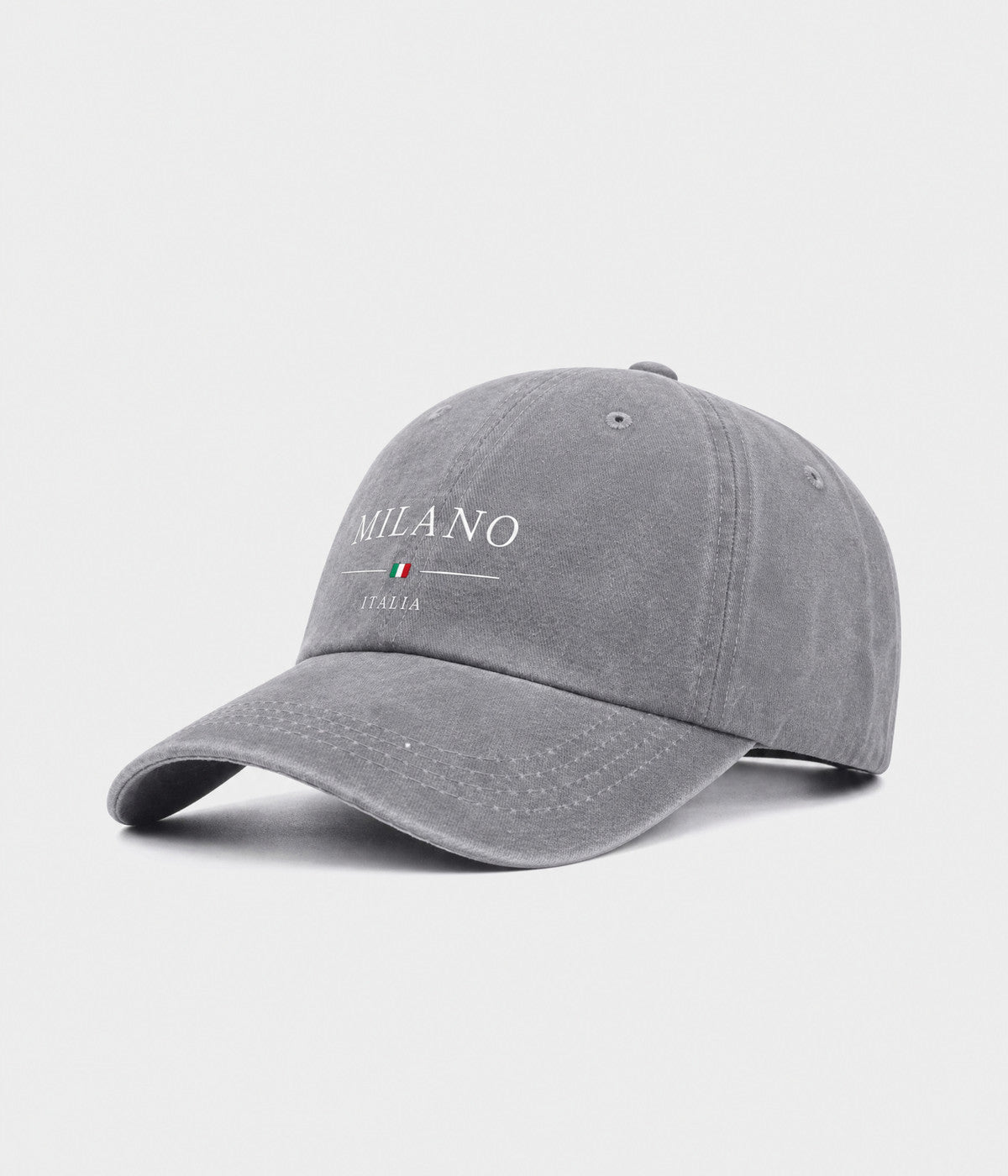 MILANO. washed cotton dad cap in GREY, side view