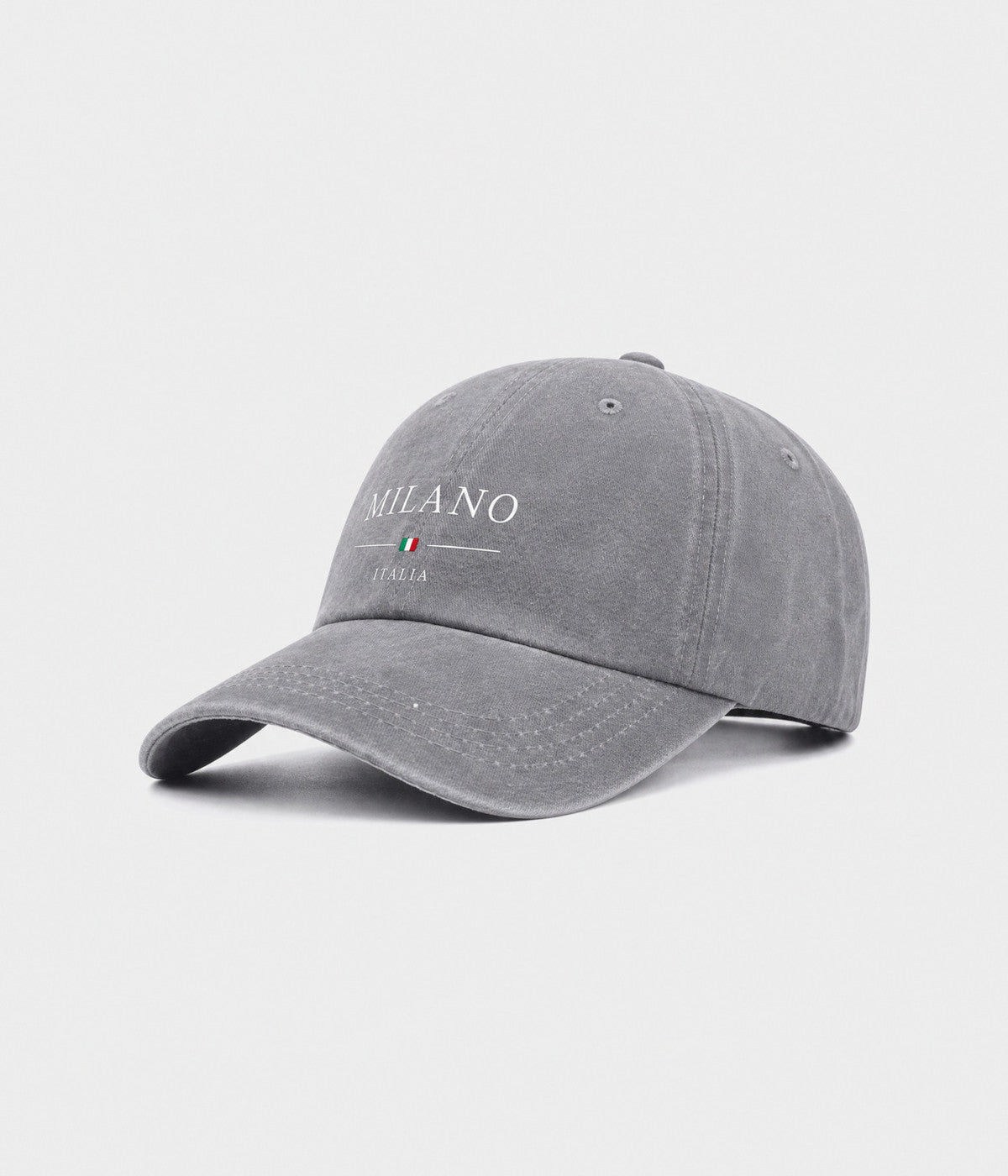 MILANO. washed cotton dad cap in GREY, side view