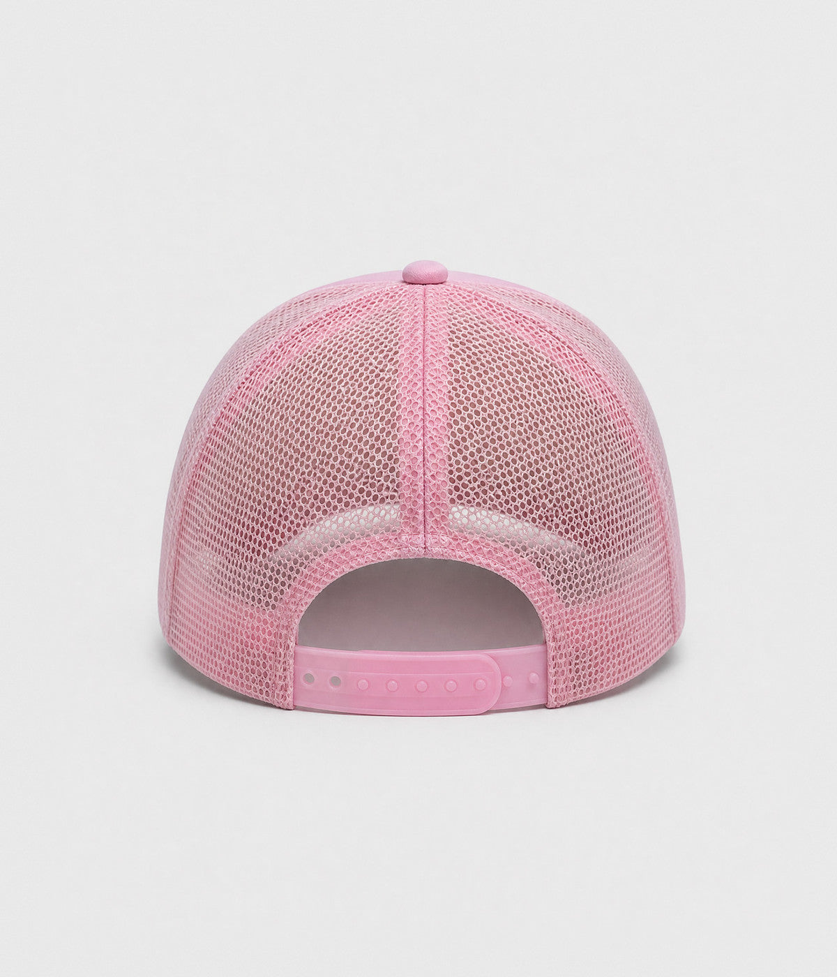 SUPPORT DAY DRINKING TRUCKER. foam-front mesh trucker cap in PINK, back view