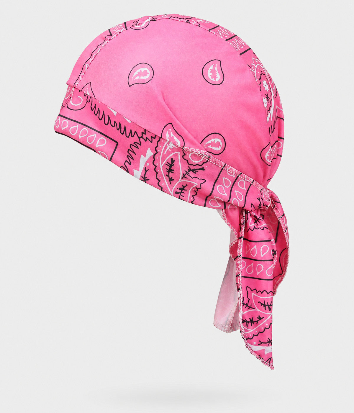 BANDANA CAP. pre-tied paisley bandana cap in rose, front view