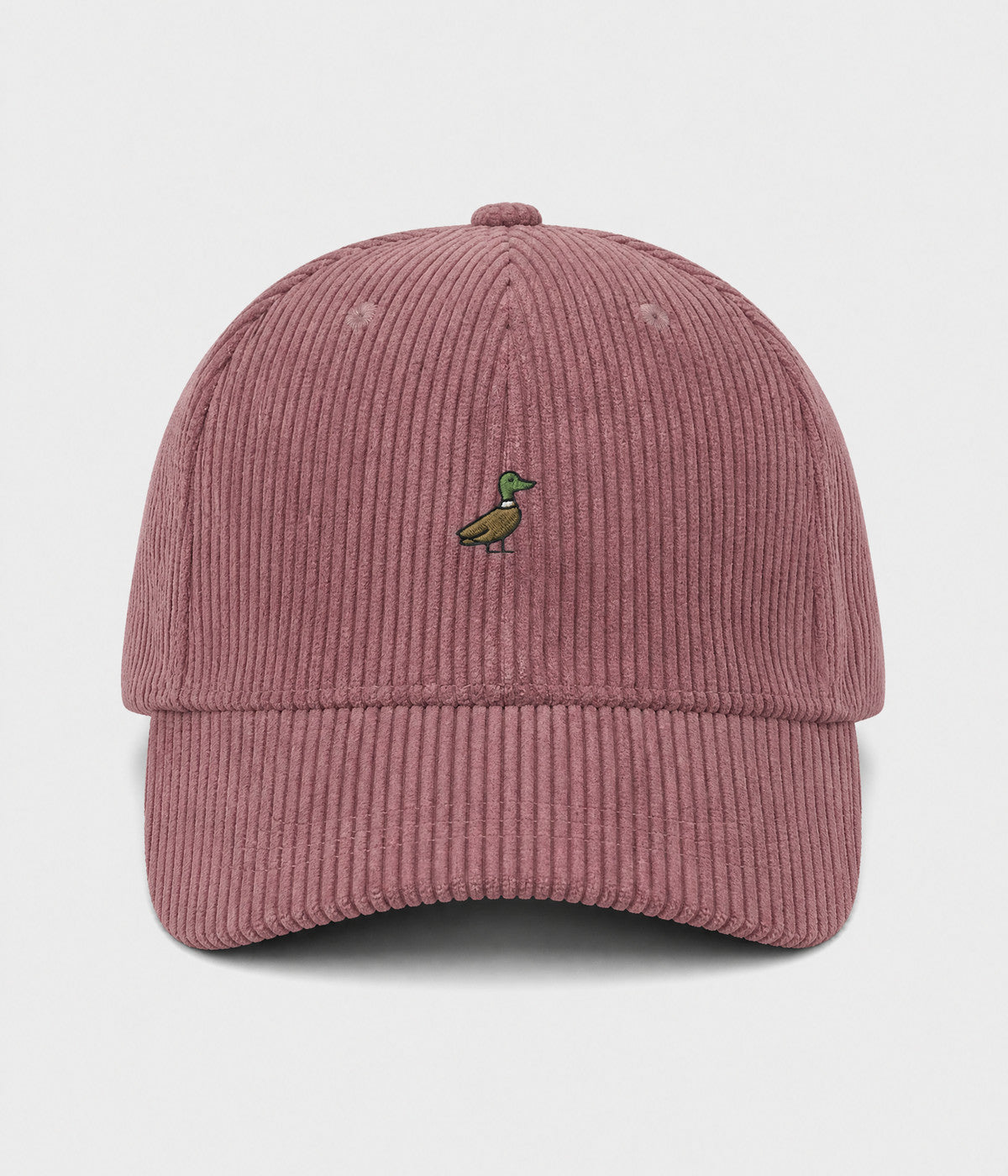 CORDUROY DUCK. cotton corduroy cap in DARK PINK, front view