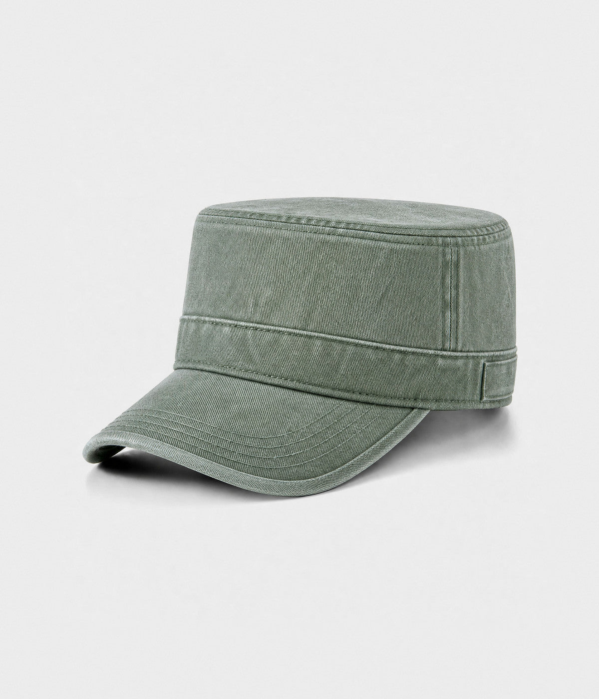 WASHED CADET. washed cotton cadet cap in ARMY GREEN, side view